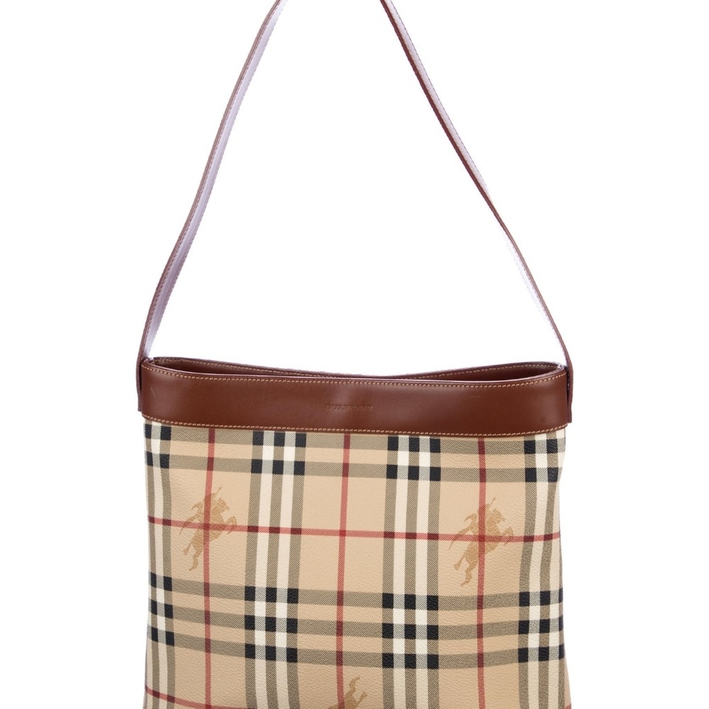 Burberry London leather trimmed Haymarket hobo - Picture 5 of 8